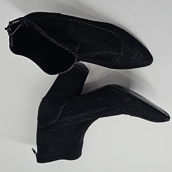 Nine West Black Metallic Block Heel Almond Toe Sock Booties - Picture 9 of 9